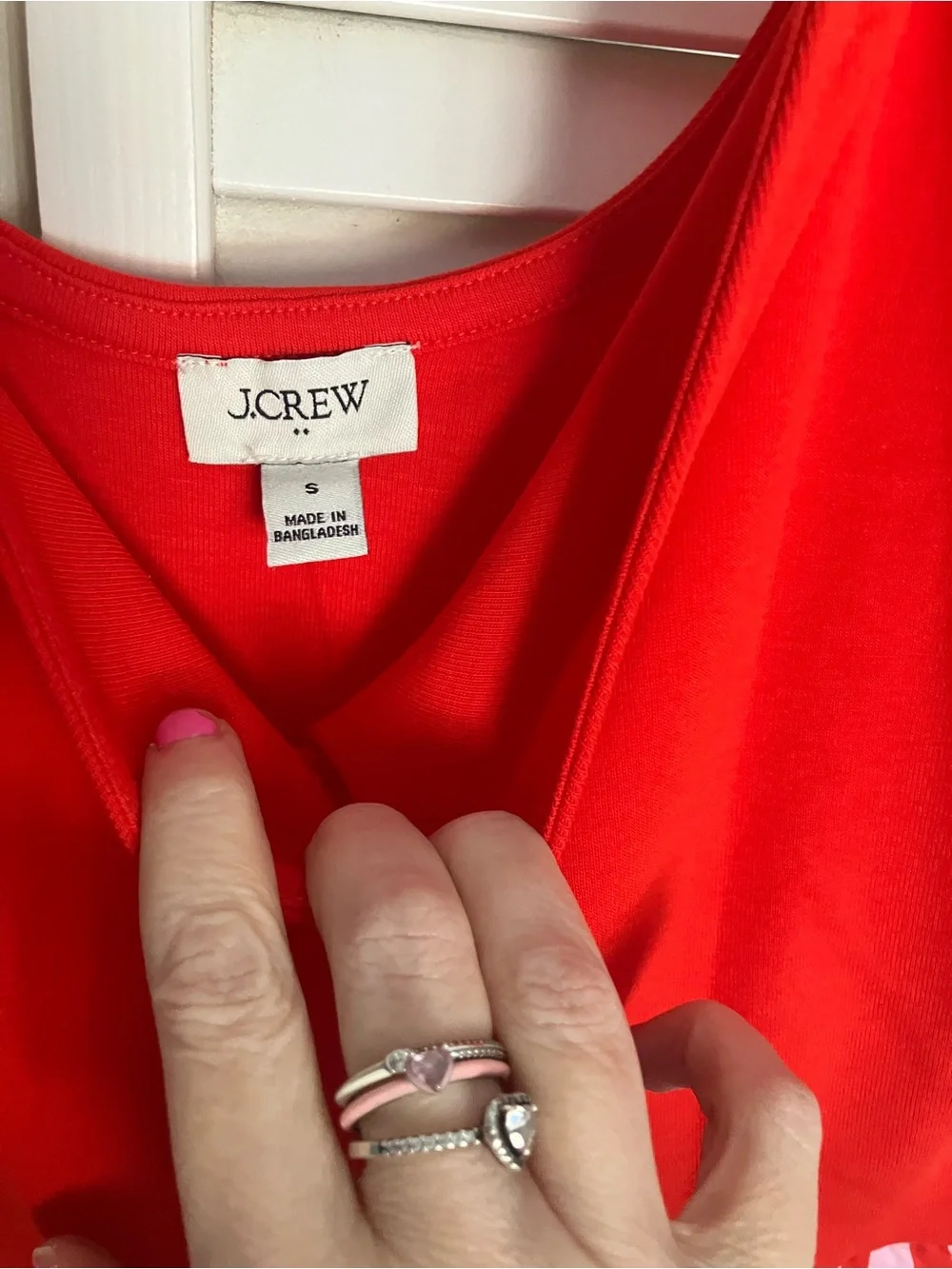 NWT J Crew Tiered mixed-media midi dress (red, pink and blue) size small